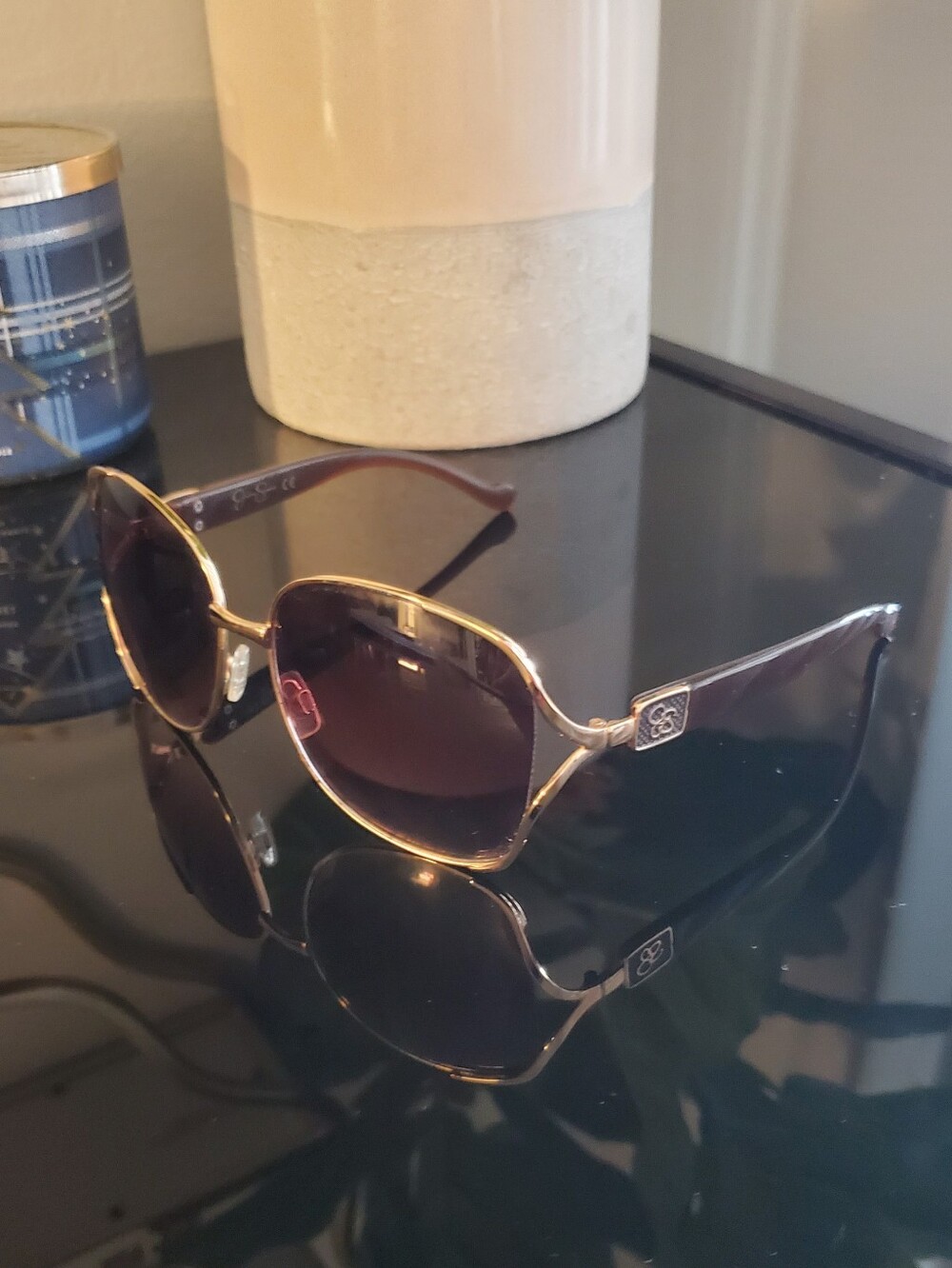 💕 Jessica Simpson 💕 Women's Oversized Square Metal Gold Tone Sunglasses